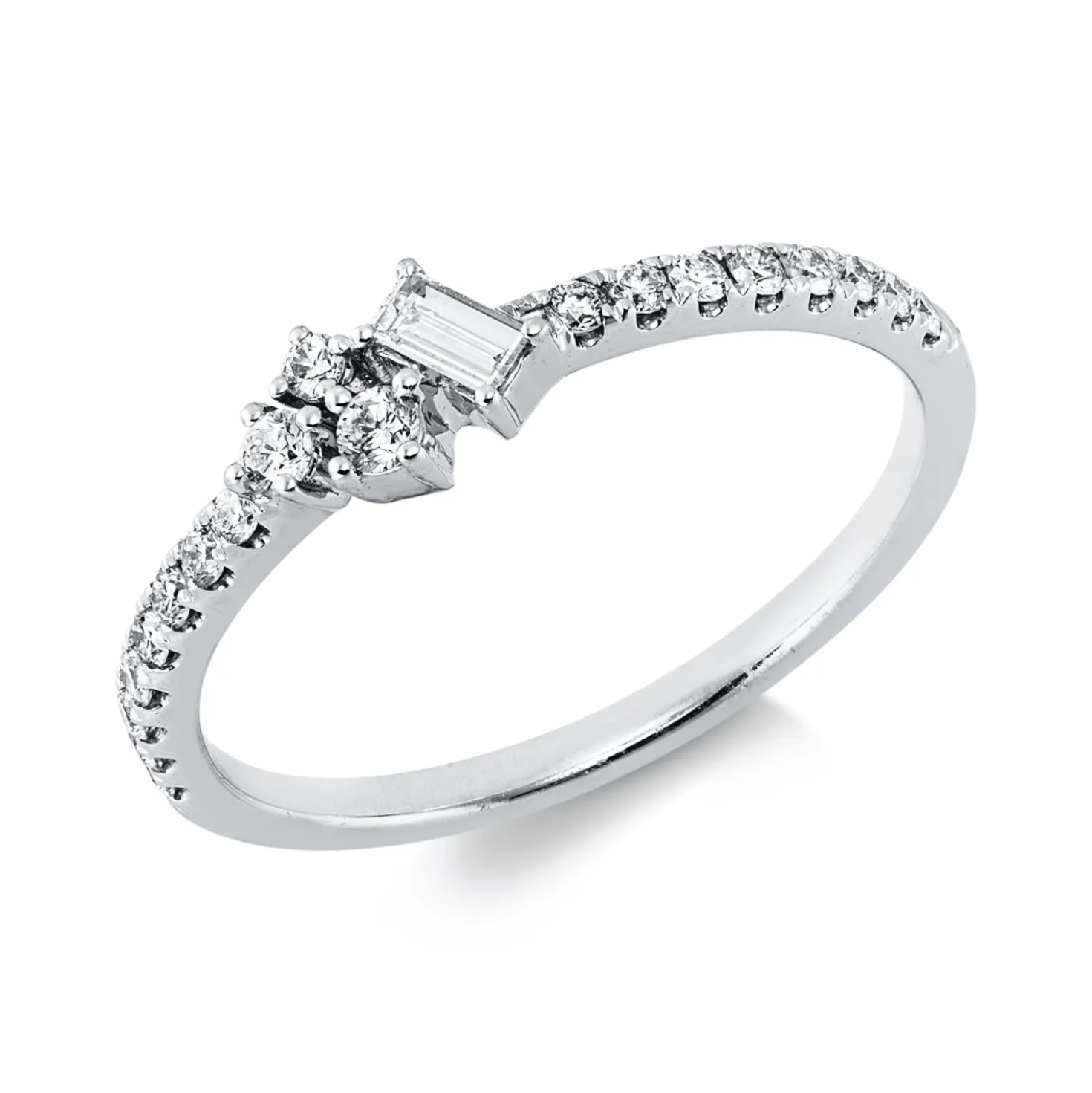 Ring aus 750 Gold Weißgold 20 Diamanten 0,28ct TW-VSI/SI B:4,5mm