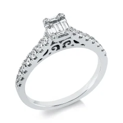 Ring aus 750 Gold Weißgold 23 Diamanten 0,7ct TW-VSI/SI B:6,1mm