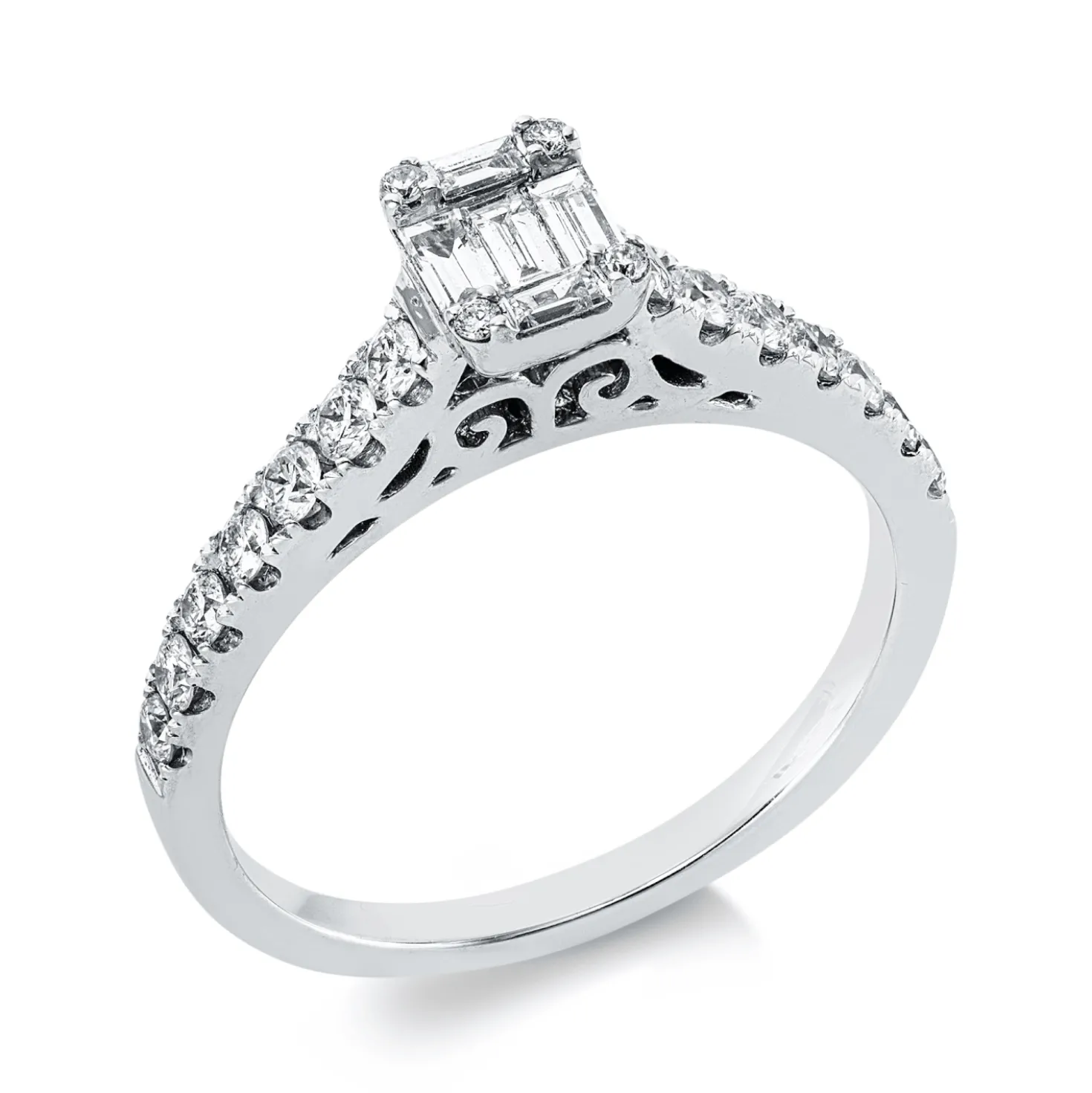 Ring aus 750 Gold Weißgold 23 Diamanten 0,7ct TW-VSI/SI B:6,1mm