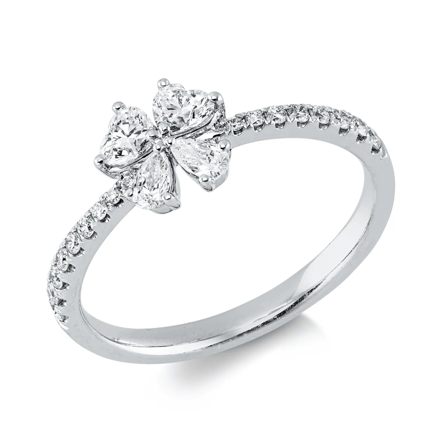 Ring aus 750 Gold Weißgold 21 Diamanten 0,51ct TW-VSI/SI H:6,8mm