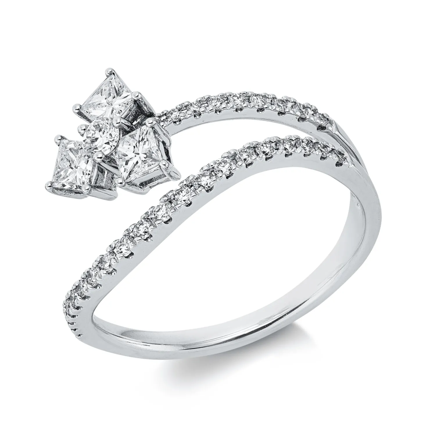Ring aus 585 Gold Weißgold 33 Diamanten 0,63ct W-SI B:8mm