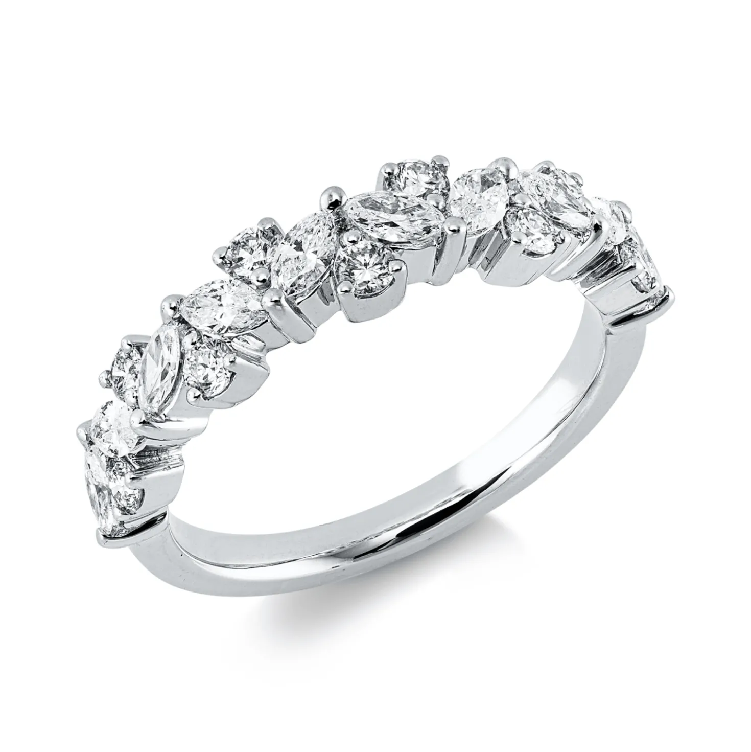 Ring aus 585 Gold Weißgold 19 Diamanten 0,85ct W-SI B:4,5mm