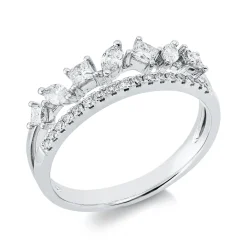 Ring aus 585 Gold Weißgold 24 Diamanten 0,56ct W-SI B:5,6mm