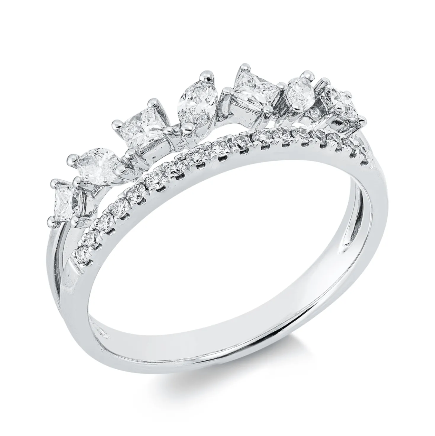 Ring aus 585 Gold Weißgold 24 Diamanten 0,56ct W-SI B:5,6mm
