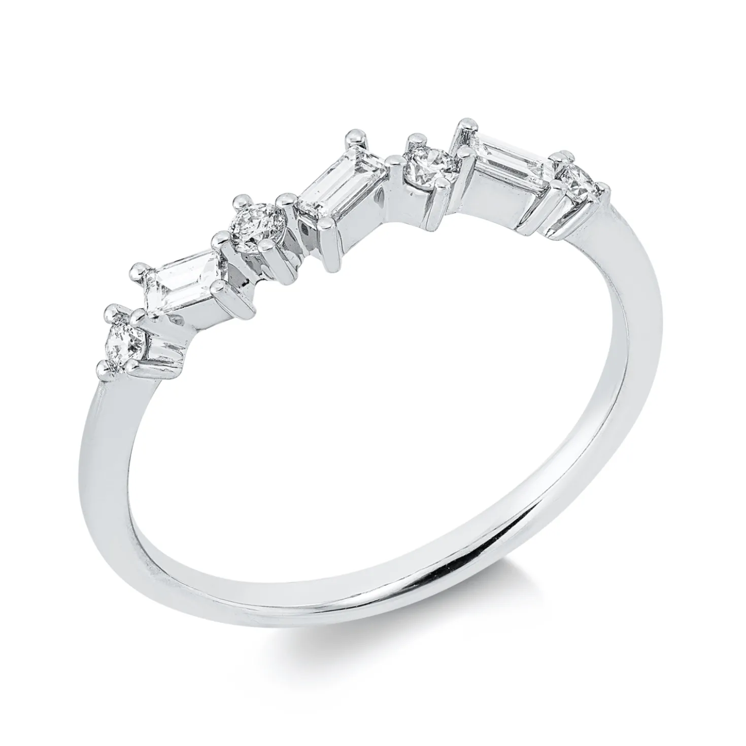 Ring aus 585 Gold Weißgold 7 Diamanten 0,25ct W-SI B:3,3mm