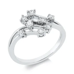 Ring aus 585 Gold Weißgold 8 Diamanten 0,36ct W-SI/PI B:11mm