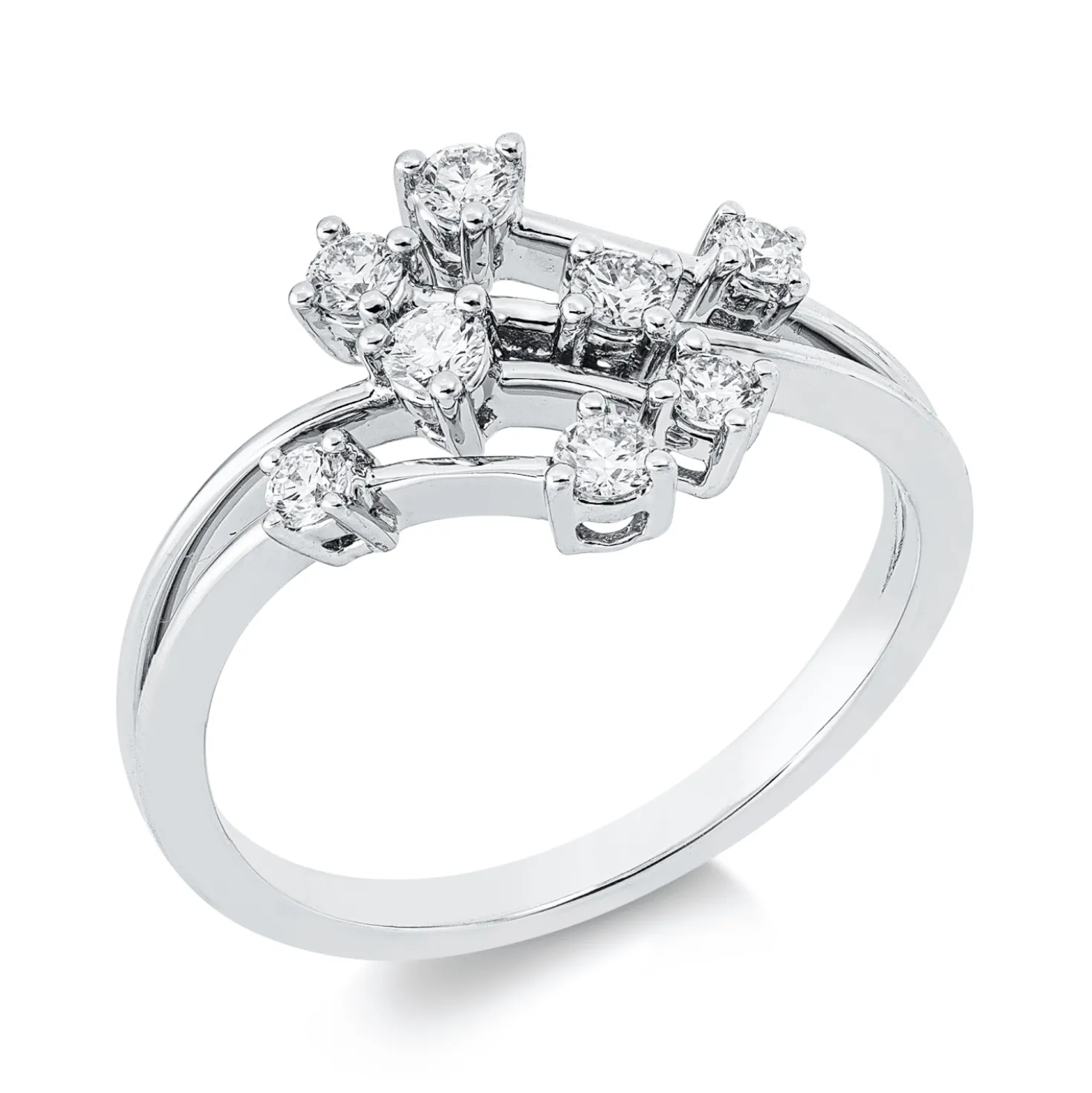 Ring aus 585 Gold Weißgold 8 Diamanten 0,36ct W-SI/PI B:11mm