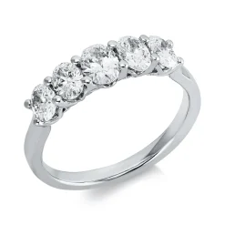 Ring aus 750 Gold Weißgold 5 Diamanten Oval-Schliff 1,17ct W-VSI B:5,1mm