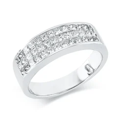 Ring aus 750 Gold Weißgold 39 Diamanten Prinzess-Schliff 1ct F-VSI B:6mm