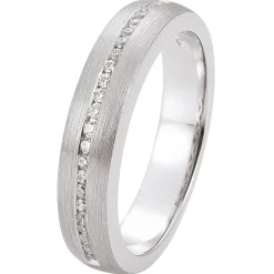 Ring aus 585 Gold Weißgold mattiert 23 Diamanten Brillanten 0,15 Ct. W-SI