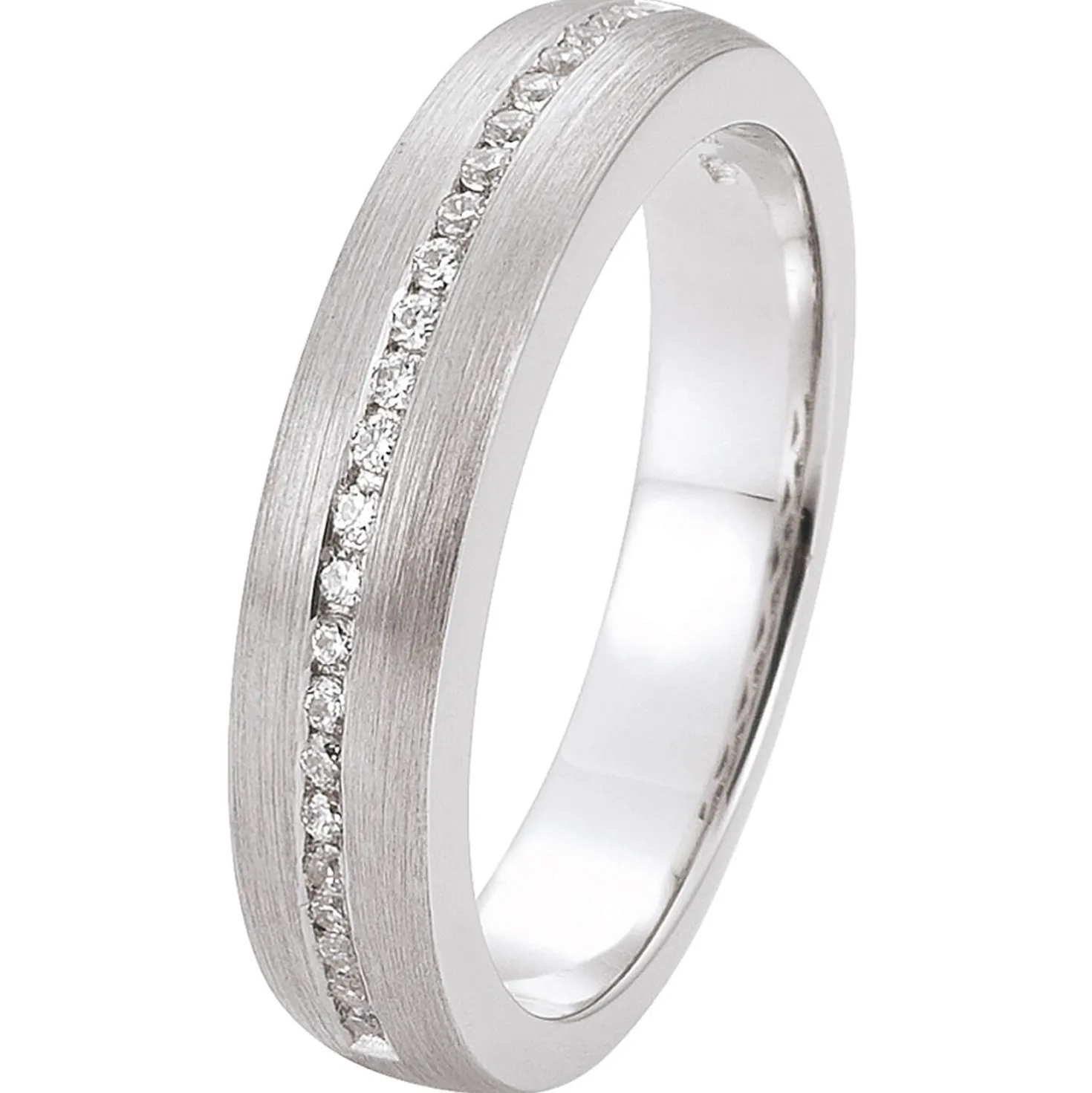 Ring aus 585 Gold Weißgold mattiert 23 Diamanten Brillanten 0,15 Ct. W-SI