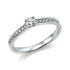 Ring aus 585 Gold Weißgold mit 17 Diamanten Brillanten 0,29 Ct. 4er-Krappe