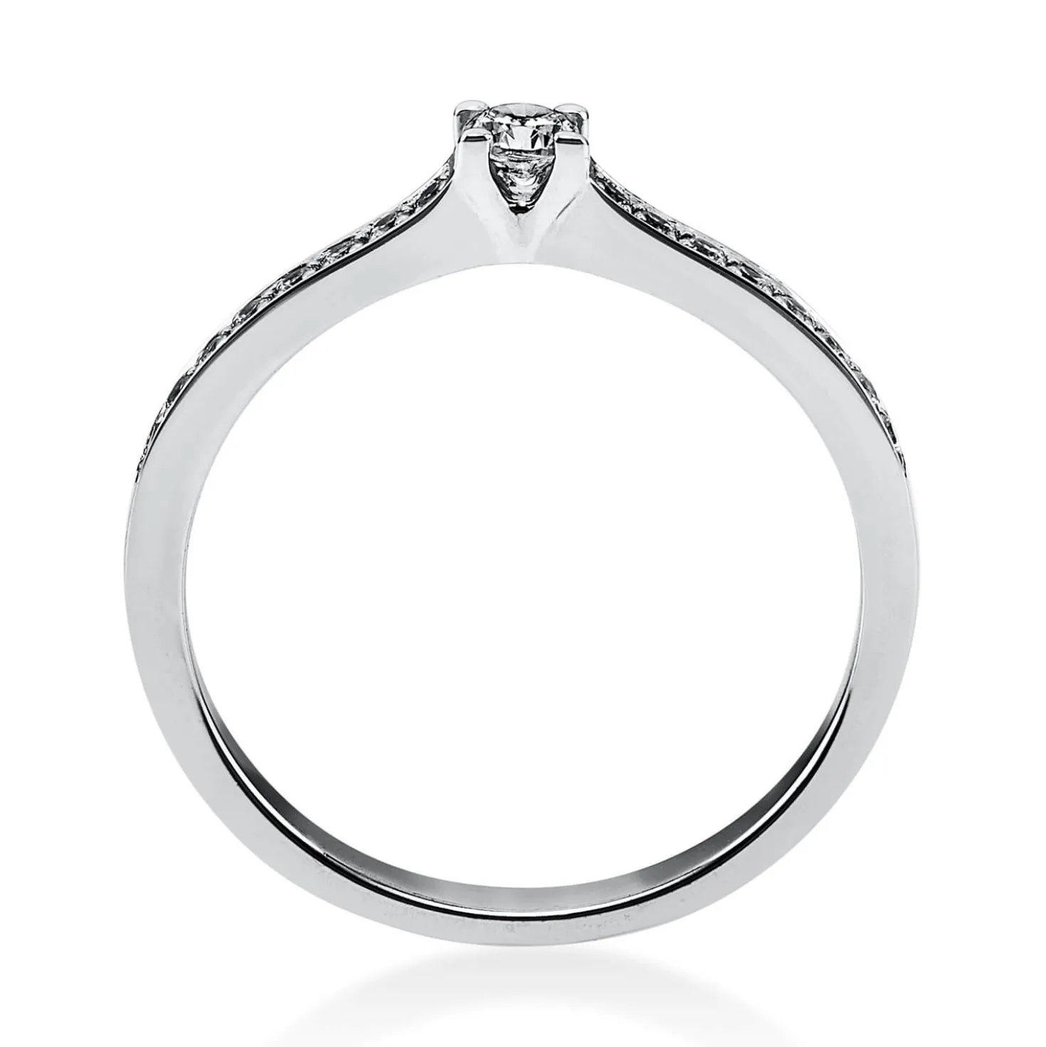 Ring aus 750 Gold Weißgold mit 17 Diamanten Brillanten 0,22 Ct. 4er-Krappe