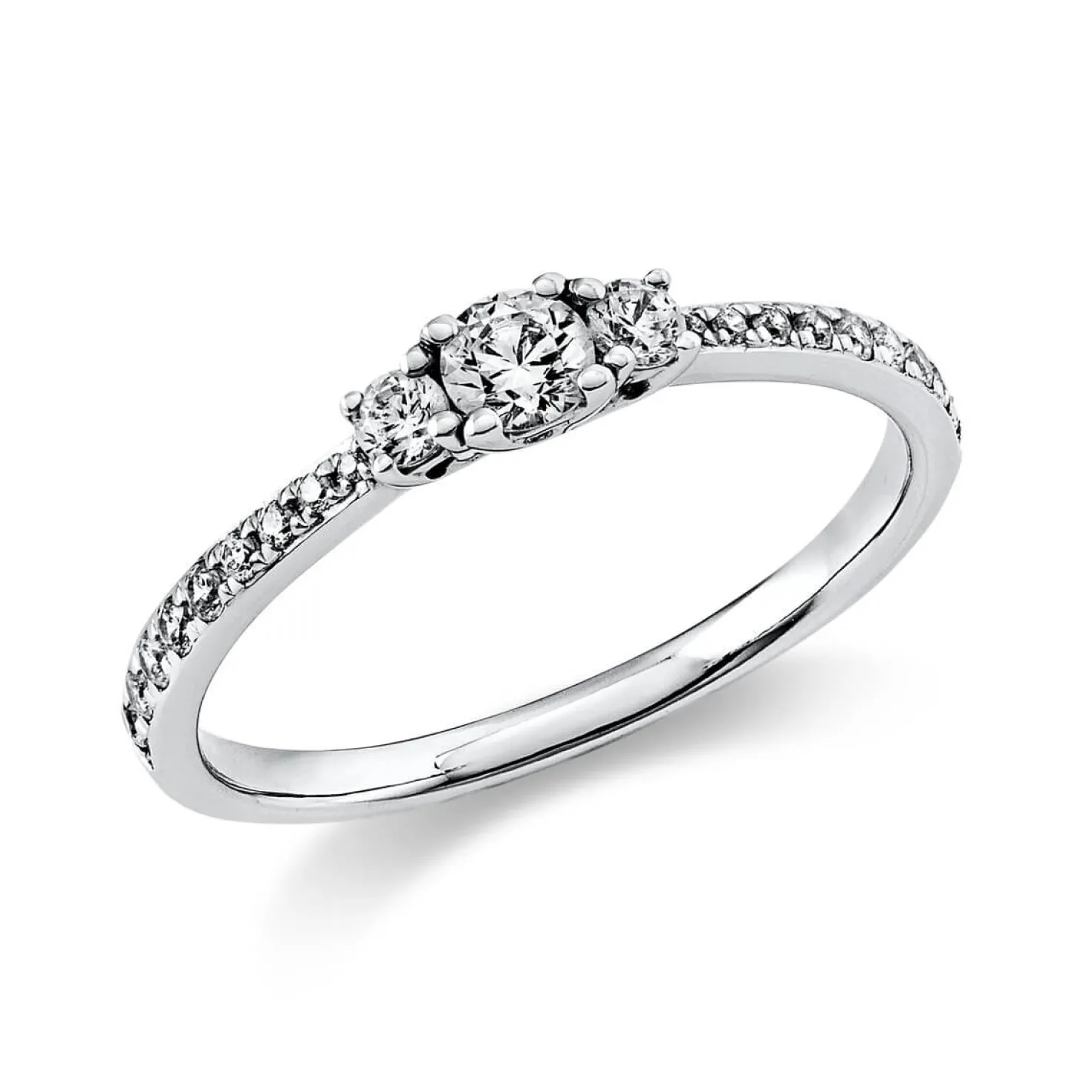Ring aus 585 Gold Weißgold mit 21 Diamanten Brillanten 0,37 Ct. 4er-Krappe