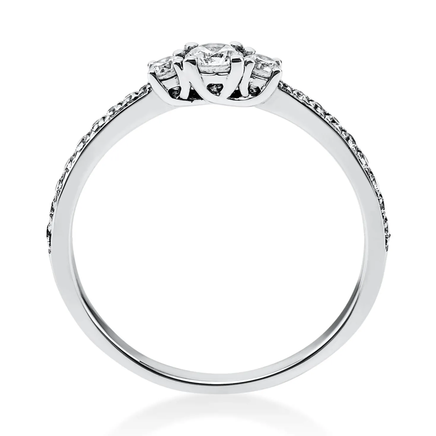 Ring aus 585 Gold Weißgold mit 21 Diamanten Brillanten 0,37 Ct. 4er-Krappe