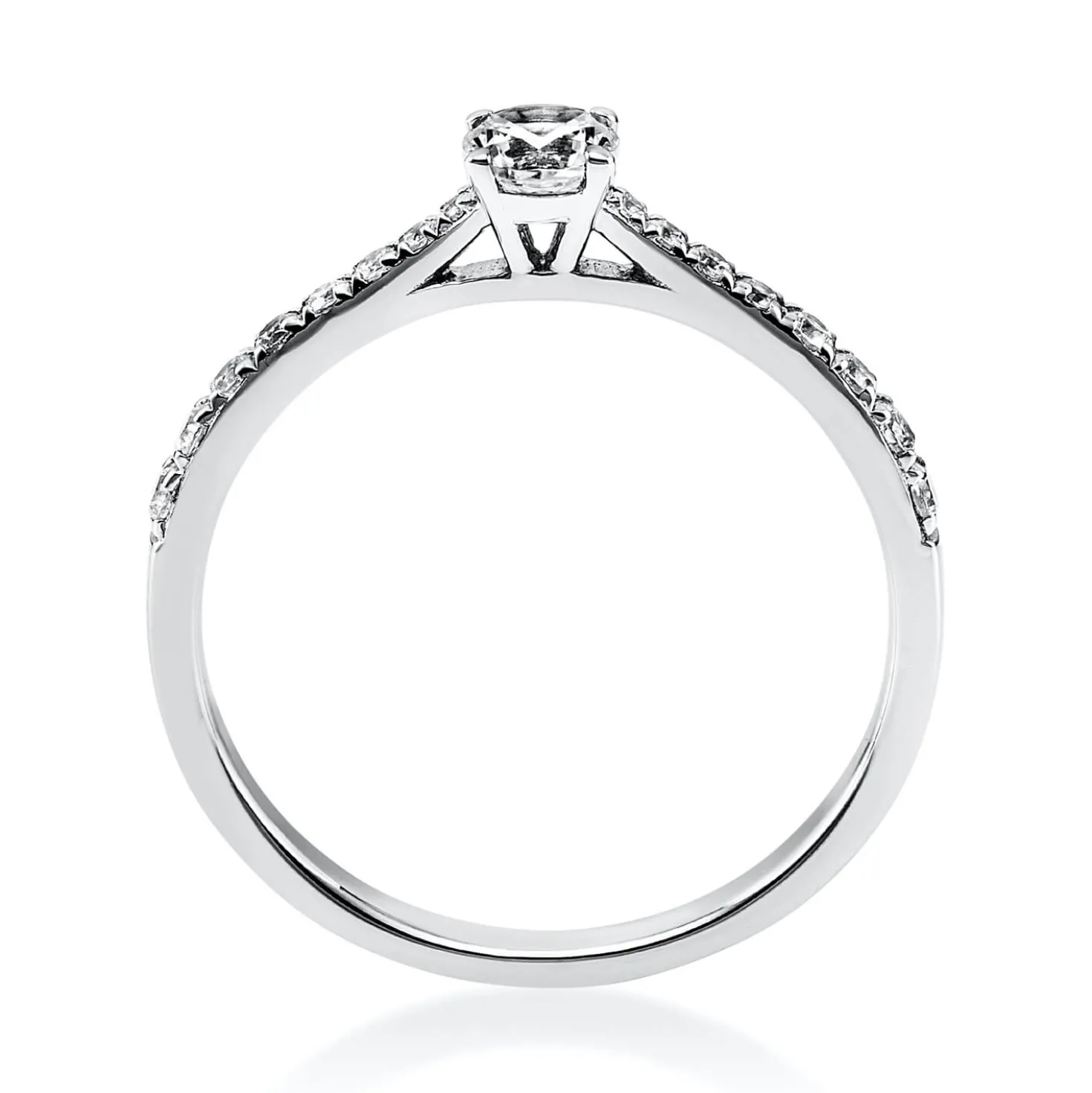 Ring aus 585 Gold Weißgold mit 17 Diamanten Brillanten 0,37 Ct. 4er-Krappe