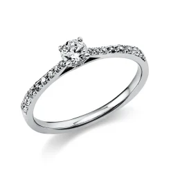Ring aus 585 Gold Weißgold mit 17 Diamanten Brillanten 0,37 Ct. 4er-Krappe