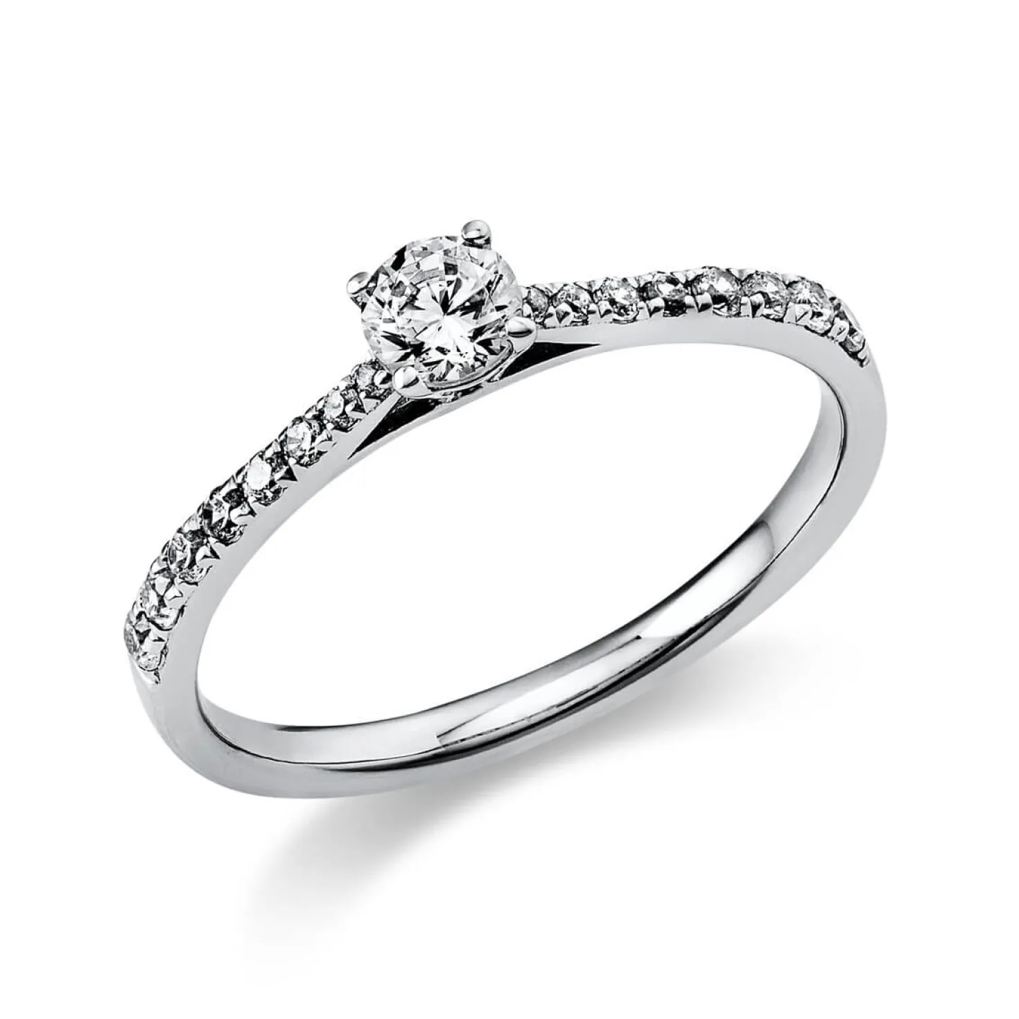 Ring aus 585 Gold Weißgold mit 17 Diamanten Brillanten 0,37 Ct. 4er-Krappe