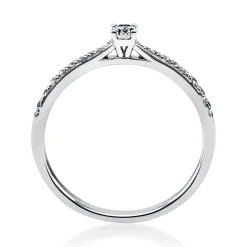 Ring aus 585 Gold Weißgold mit 19 Diamanten Brillanten 0,22 Ct. 4er-Krappe