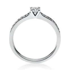 Ring aus 585 Gold Weißgold mit 17 Diamanten Brillanten 0,35 Ct. 4er-Krappe