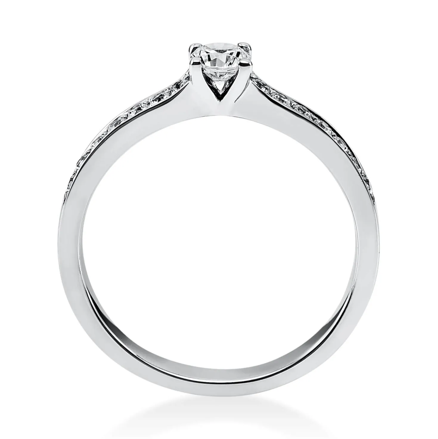 Ring aus 585 Gold Weißgold mit 17 Diamanten Brillanten 0,35 Ct. 4er-Krappe