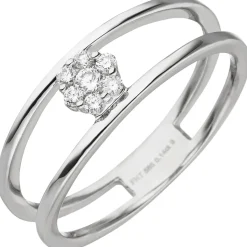 Ring aus 585 Gold Weißgold mit 7 Diamanten 0.14Ct W/SI Brillanten Breite 6,4mm