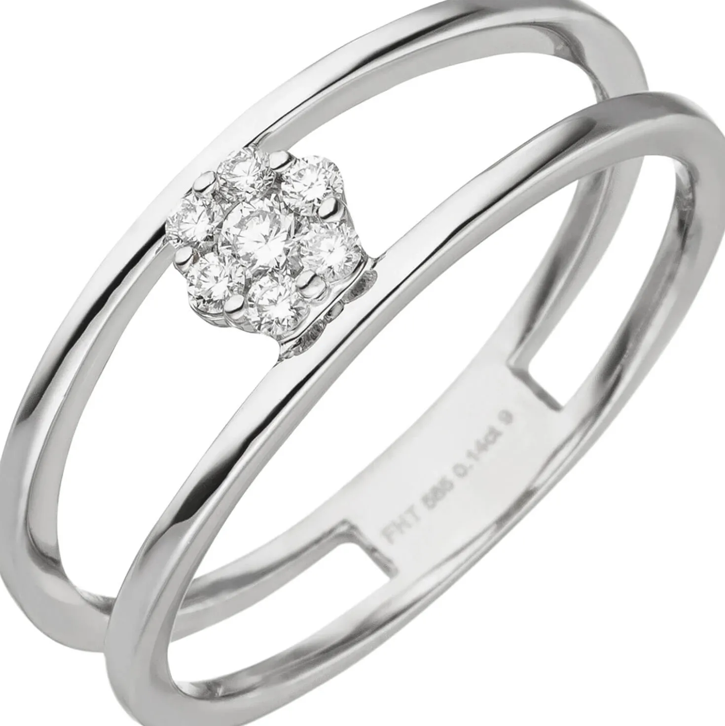 Ring aus 585 Gold Weißgold mit 7 Diamanten 0.14Ct W/SI Brillanten Breite 6,4mm