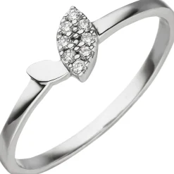 Ring aus 585 Gold Weißgold mit 8 Diamanten 0.06Ct W/SI Brillanten schmal Damen
