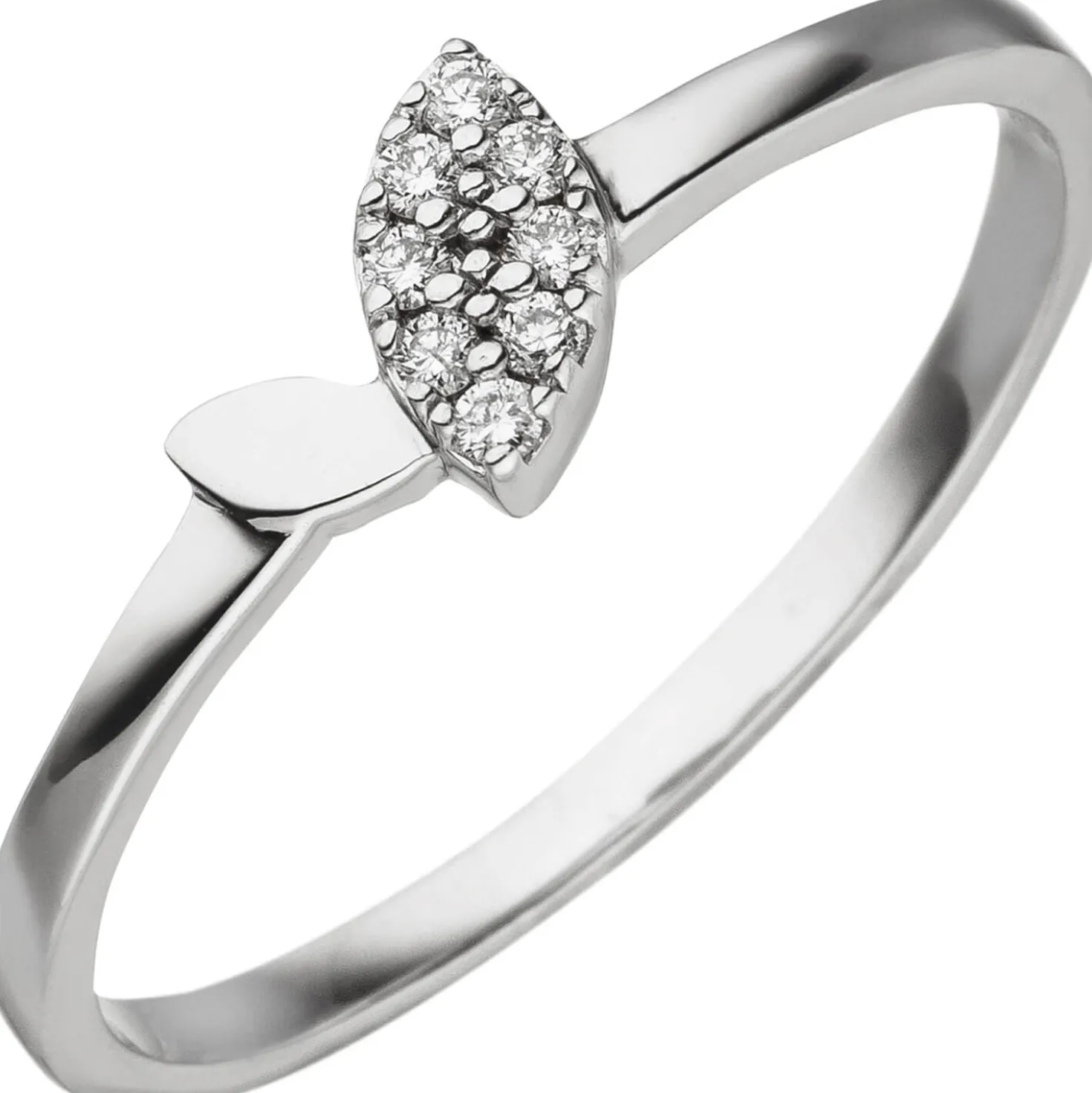 Ring aus 585 Gold Weißgold mit 8 Diamanten 0.06Ct W/SI Brillanten schmal Damen
