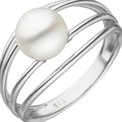 Ring aus 585 Gold Weißgold mit Süßwasser Perle weiß Perlenring Fingerring Damen