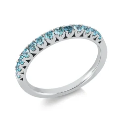 Ring aus 750 Gold Weißgold 13 Paraibae 0,39ct blau H:2,1mm