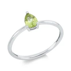 Ring aus 750 Gold Weißgold Peridot 0,43ct grün B:6,5mm 3er-Krappe