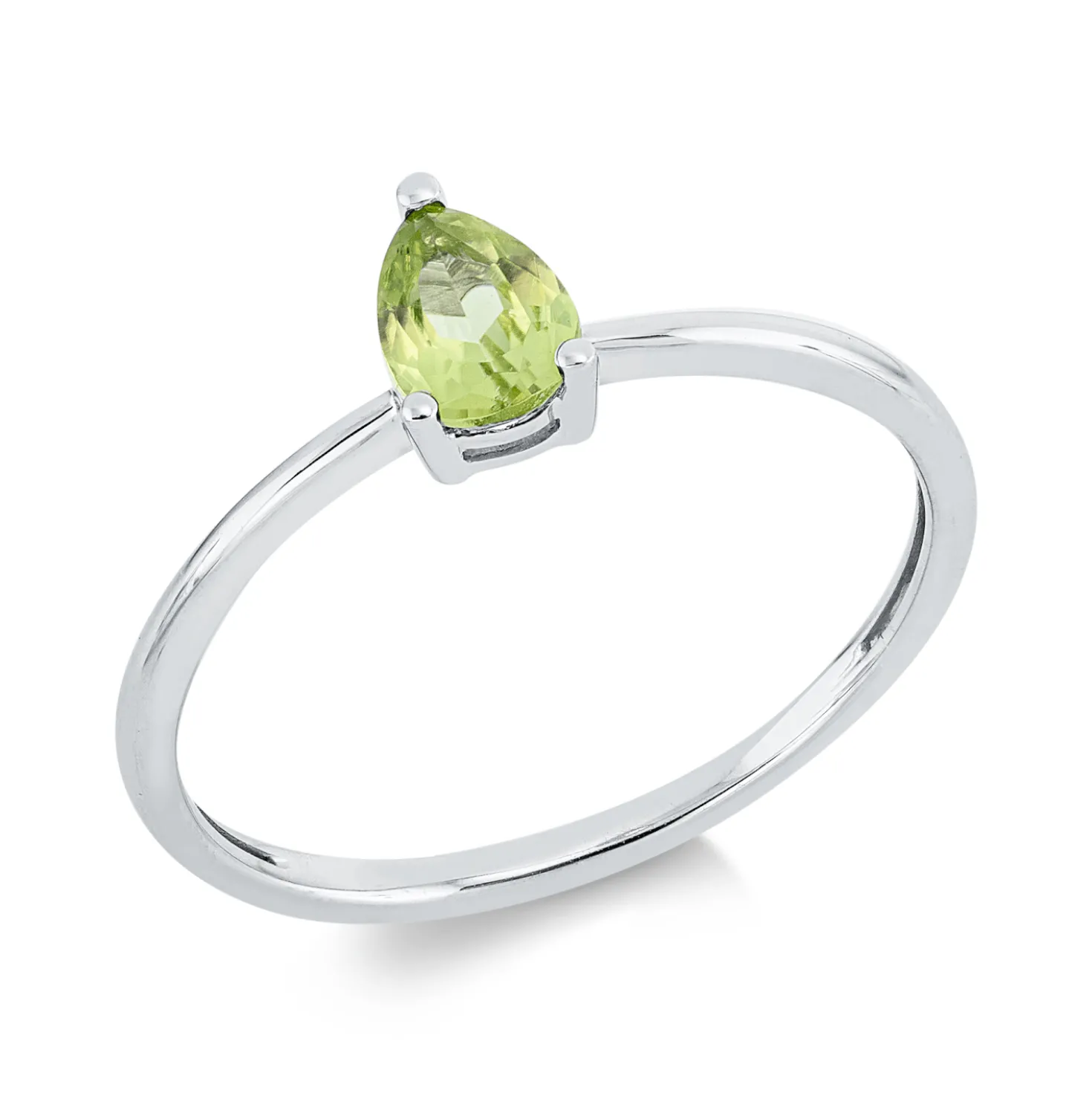Ring aus 750 Gold Weißgold Peridot 0,43ct grün B:6,5mm 3er-Krappe