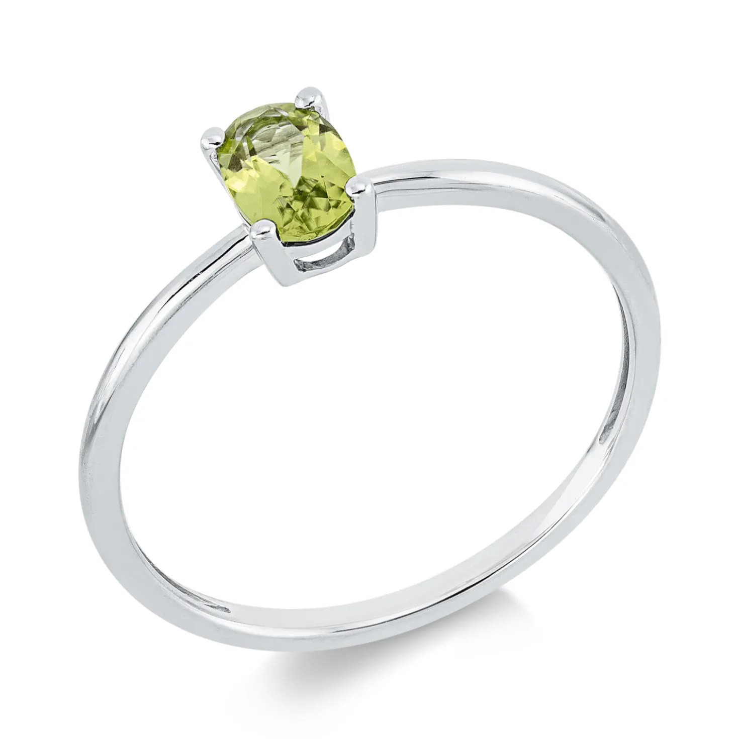 Ring aus 750 Gold Weißgold Peridot 0,45ct grün B:5,8mm 4er-Krappe