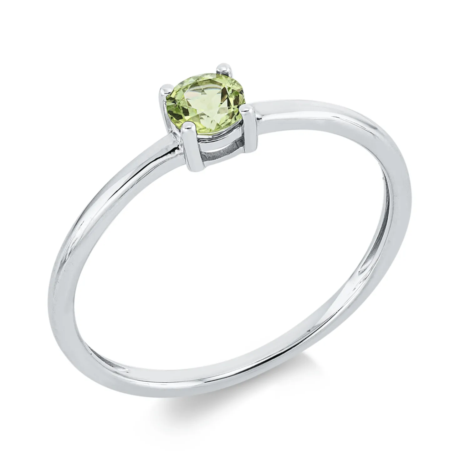 Ring aus 750 Gold Weißgold Peridot 0,29ct grün B:3,8mm 4er-Krappe