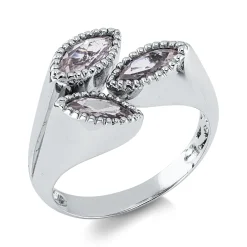Ring aus 585 Gold Weißgold 3 Quarze 0,96ct pink B:12mm