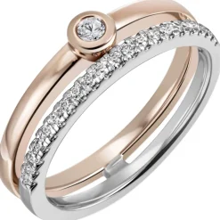 Ring aus 585 Gold Weißgold & Rotgold 22 Diamanten Brillanten 0,21 Ct