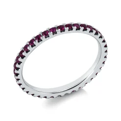 Ring aus 750 Gold Weißgold 37 Rubine 0,58ct rot B:2mm