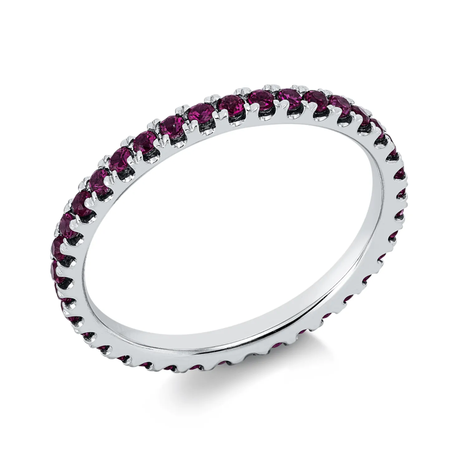 Ring aus 750 Gold Weißgold 37 Rubine 0,58ct rot B:2mm