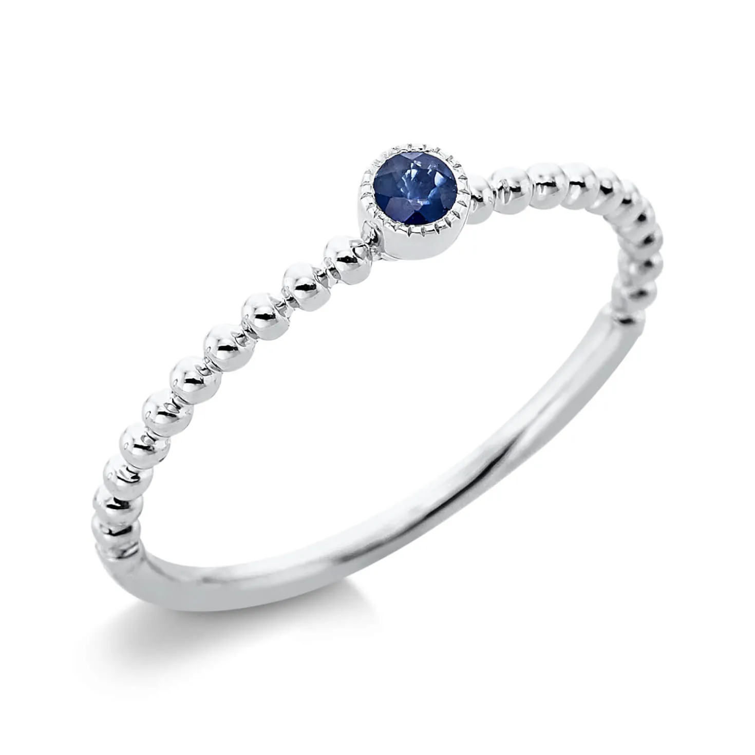 Ring aus 750 Gold Weißgold Saphir 0,07ct blau B:3,2mm