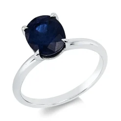 Ring aus 750 Gold Weißgold Saphir 2,35ct blau B:8,8mm 4er-Krappe