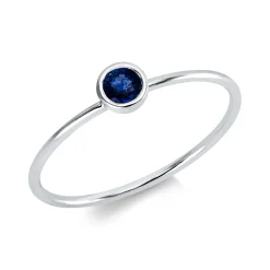 Ring aus 750 Gold Weißgold Saphir 0,19ct blau B:4,2mm Zarge
