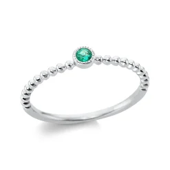 Ring aus 750 Gold Weißgold Smaragd 0,05ct grün B:3,2mm Zarge