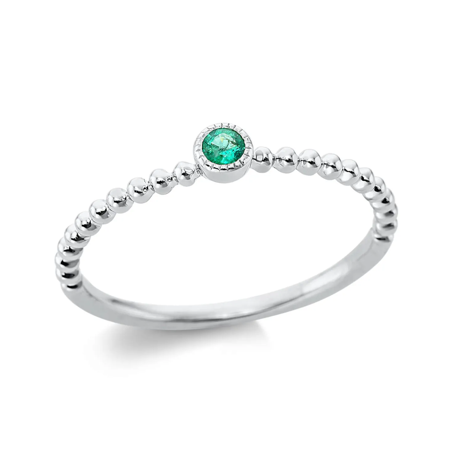 Ring aus 750 Gold Weißgold Smaragd 0,05ct grün B:3,2mm Zarge