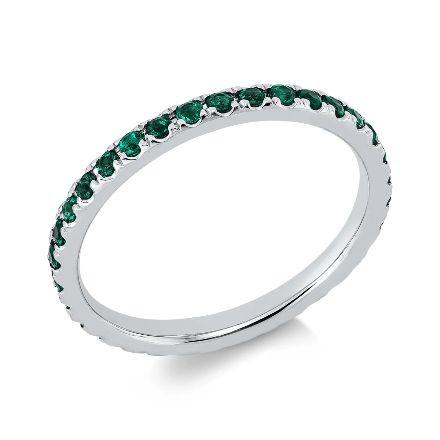 Ring aus 750 Gold Weißgold 34 Smaragde 0,45ct grün B:2mm
