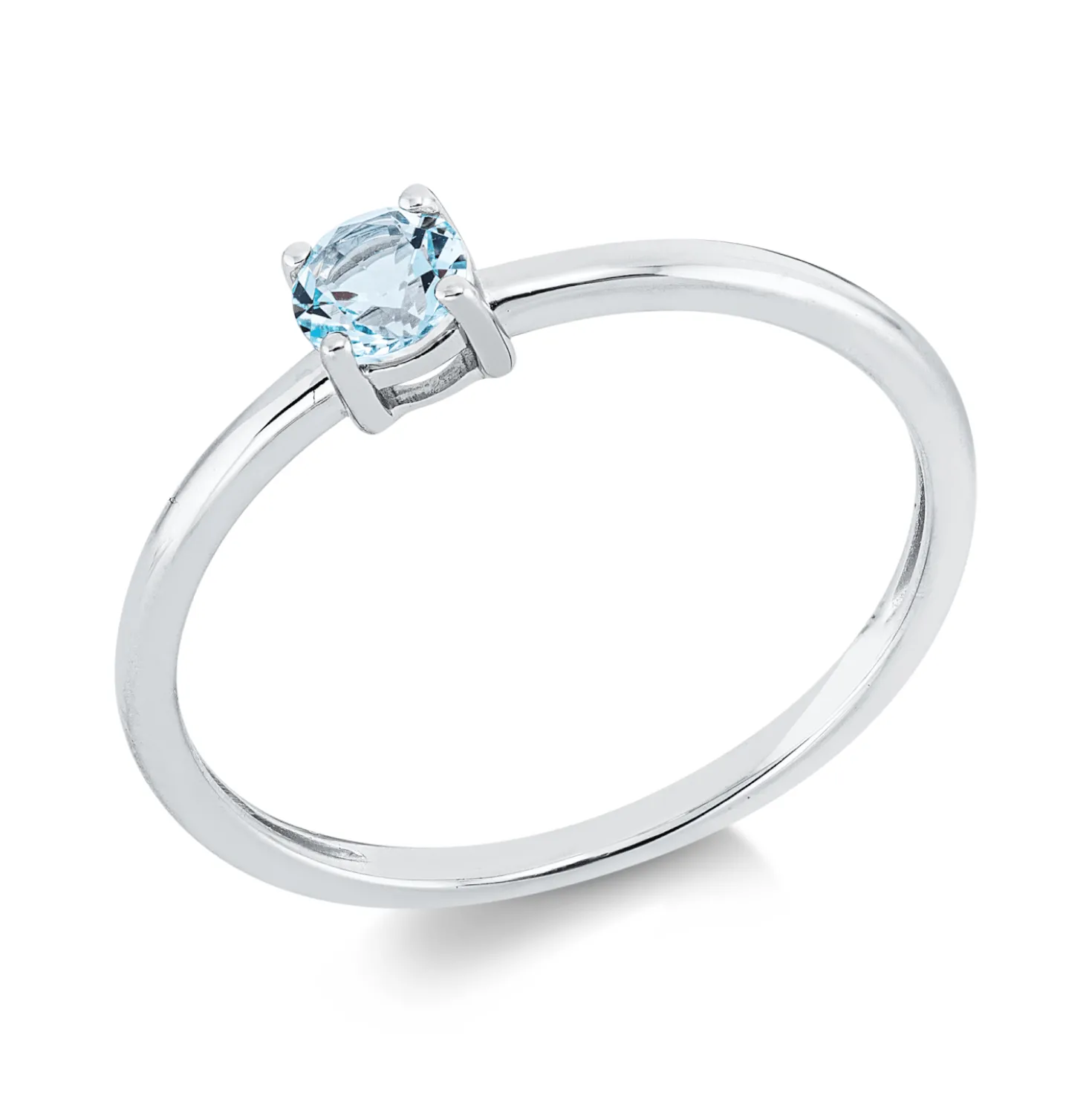 Ring aus 750 Gold Weißgold Topas 0,31ct skyblue B:3,8mm 4er-Krappe