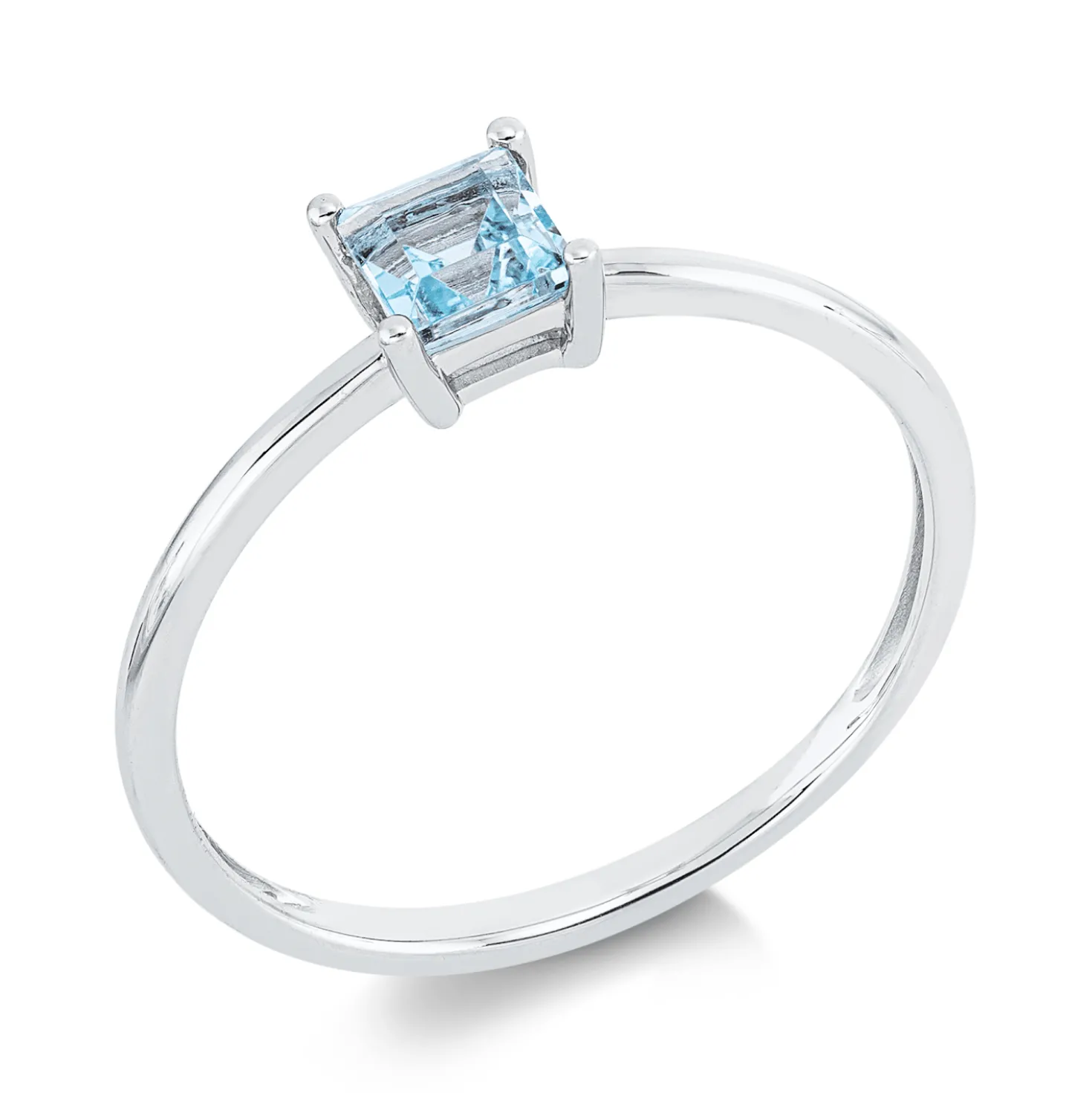 Ring aus 750 Gold Weißgold Topas 0,46ct skyblue B:4,7mm 4er-Krappe