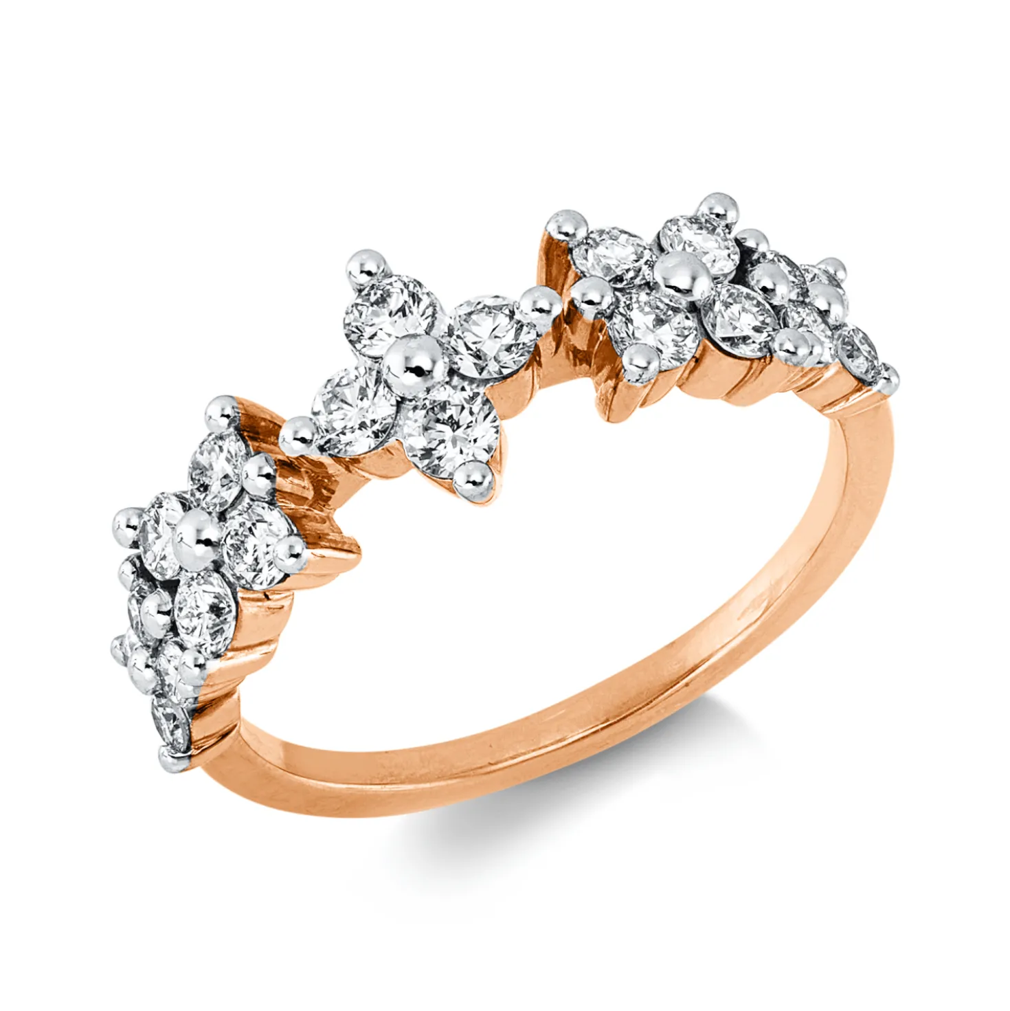 Ring aus 750 Gold weiß/rot 20 Brillanten 0,69ct I-SI B:7,6mm