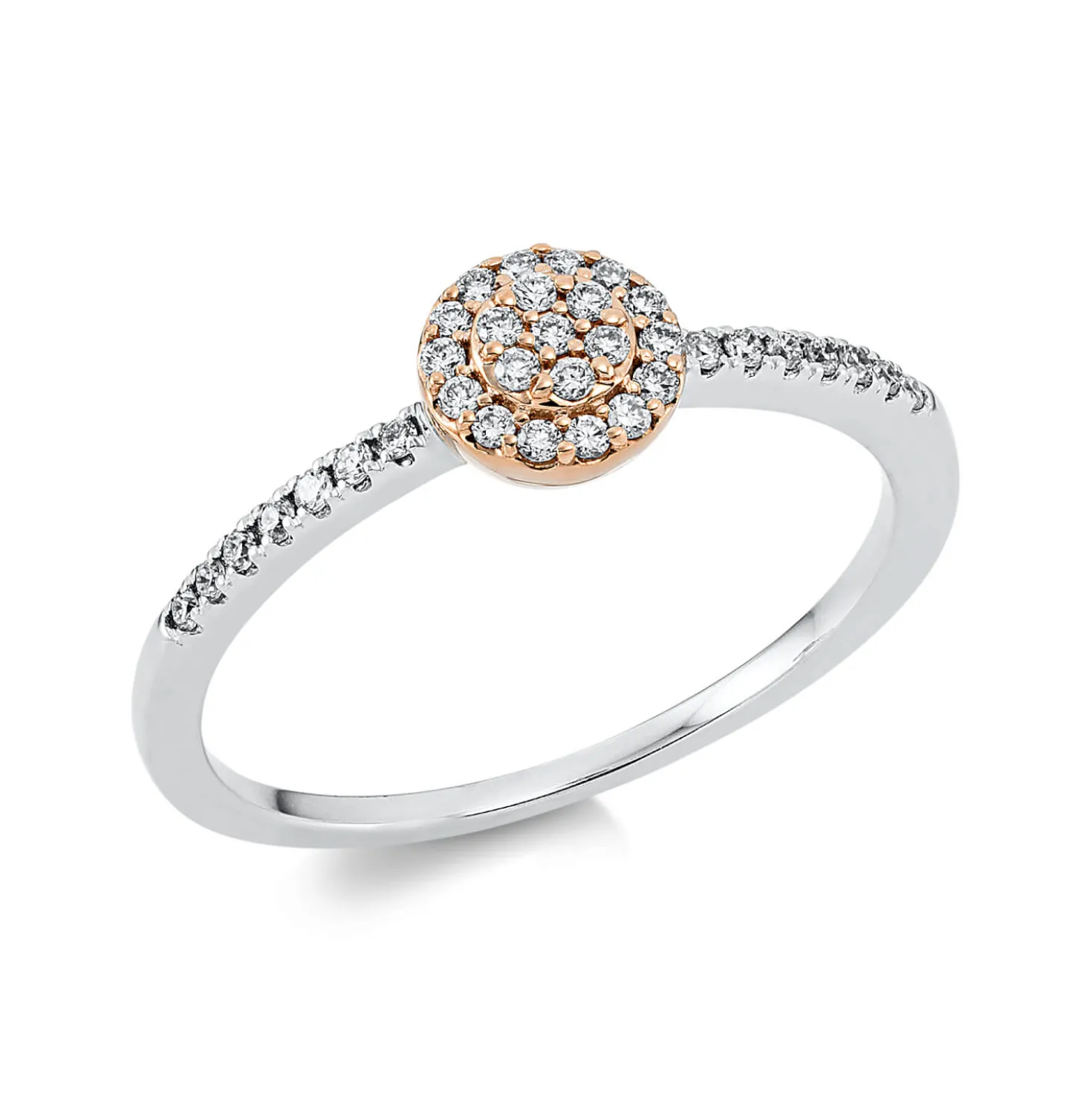 Ring aus 750 Gold weiß/rot 35 Brillanten 0,17ct TW-SI Ø5,8mm