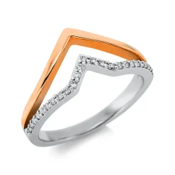 Ring aus 750 Gold weiß/rot 25 Brillanten 0,11ct TW-VSI B:9,1mm